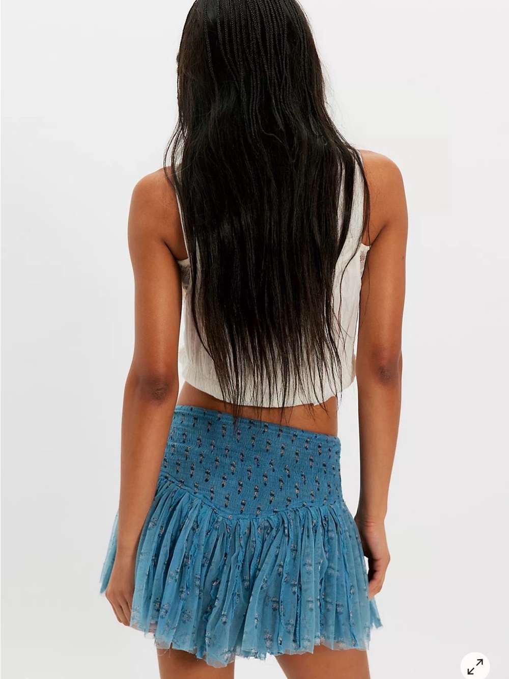 FP One Blossom Mini Skort /Boho Lace-Up Blue Floral Tulle Mini Skort NWOT - Picture 4 of 6